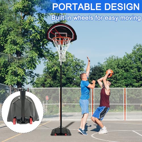 Portable Height-Adjustable Basketball Hoop System, Outdoor/Indoor Use for Backyard, Driveway, Court