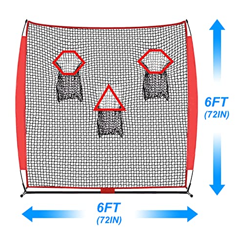 PGL Football Throwing Net - Quick Setup Practice Net Includes Carry Bag & Stable Frame and 3 Pockets - 6×6FT Quarterback Target for Improving Accuracy of Training