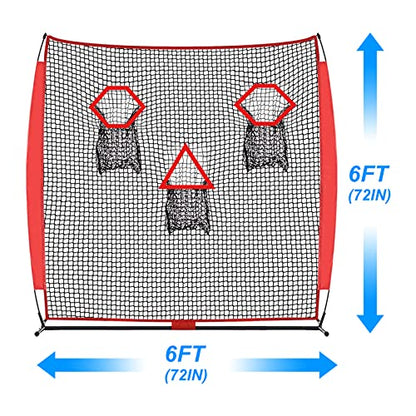 PGL Football Throwing Net - Quick Setup Practice Net Includes Carry Bag & Stable Frame and 3 Pockets - 6×6FT Quarterback Target for Improving Accuracy of Training