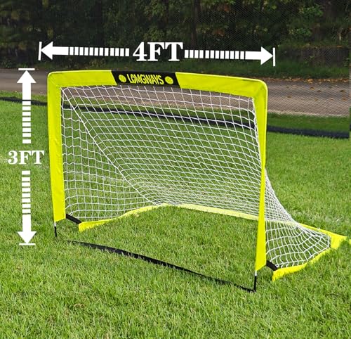 LOMGWAYS Soccer Goal – Foldable Frame Net for Kids + Youth – Indoor + Outdoor Soccer Goal with Carry Bag – Easy Set up – Multiple Sizes for Practice & Games - size: 4x3FT(2 Pack)