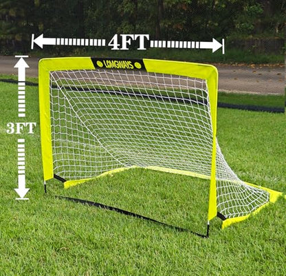 LOMGWAYS Soccer Goal – Foldable Frame Net for Kids + Youth – Indoor + Outdoor Soccer Goal with Carry Bag – Easy Set up – Multiple Sizes for Practice & Games - size: 4x3FT(2 Pack)