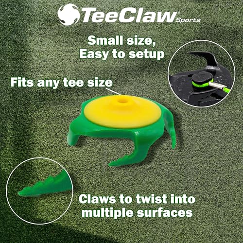 Tee Claw Golf Tee Holder, Golf Mat Tee, Golf Alignment String, Baseball Agility Training for Indoor and Outdoor, Made in the USA. - color: 10 Pack Yellow and Green