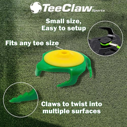 Tee Claw Golf Tee Holder, Golf Mat Tee, Golf Alignment String, Baseball Agility Training for Indoor and Outdoor, Made in the USA. - color: 10 Pack Yellow and Green