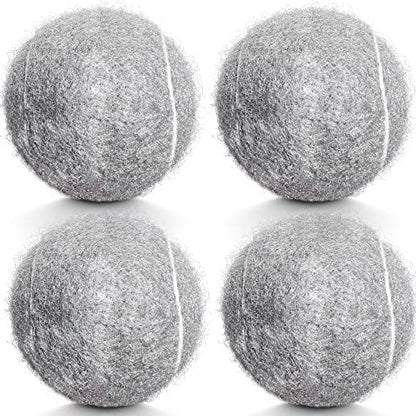 4 Pack Tennis Balls - Long Lasting Practice Balls for Tennis Beginners, Tennis Training Balls, Dog Fetch Toys - color: Grey