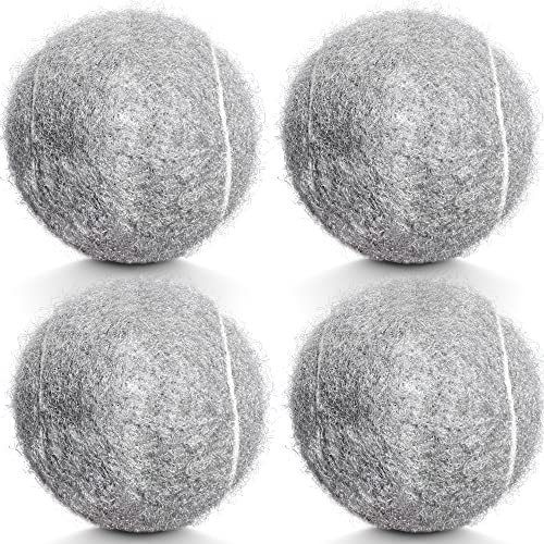 4 Pack Tennis Balls - Long Lasting Practice Balls for Tennis Beginners, Tennis Training Balls, Dog Fetch Toys - color: Grey