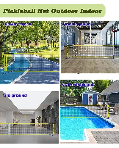 NQV Pickleball Net with 4 USAPA Approved Graphite Pickleball Paddles,Regualtion Size 22FT Pickle Ball Net, Outdoor Pickleballs, Carry Bag, Grip Tape,Weather Resistant Metal Frame - color: yellow