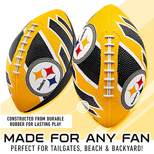 Franklin Sports NFL Team Footballs - Rubber Youth Mini Balls for All Teams - Kids 8.5" Football + Air Pump Sets - Official NFL Licensed - style: Pittsburgh Steelers