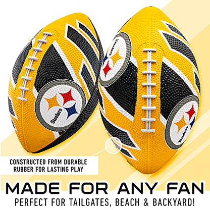 Franklin Sports NFL Team Footballs - Rubber Youth Mini Balls for All Teams - Kids 8.5" Football + Air Pump Sets - Official NFL Licensed - style: Pittsburgh Steelers