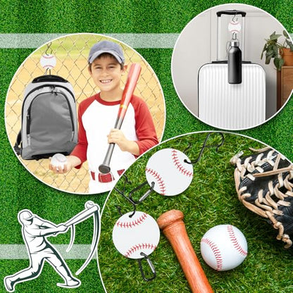 FYSUIMU 24Pcs Bag Hooks for Fence Baseball Football Sports Fence Hook Metal Backpack Hook with Acrylic Board for Bat Bag Water Bottle Backpack Lover Player Gifts