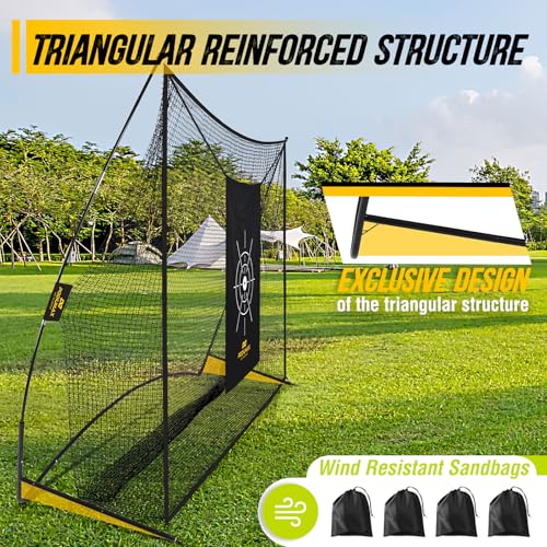 Golf Net, 10x7ft Golf Practice Net with Noise Reduce Silk Target Driving Real Balls, Hitting Nets for Backyard Garage, Improve Chipping Putting Pitching,Gift for Men & Golfers - color: Blcak