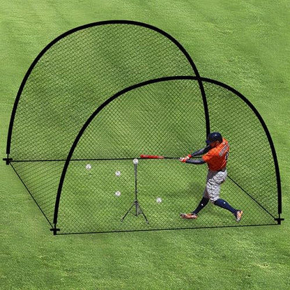 Baseball Batting Cage for Backyard, Softball Cage Batting Net Portable with Carrying Bag Detachable Door with Hitting Target for Batting Training Pitching Practice - size: 11 ft