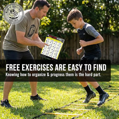 Guided Coaching Agility Ladder Drills Training System - Structured Speed & Footwork Charts with Built-in Progressions - style: Compact Double-Sided (8.5x11)