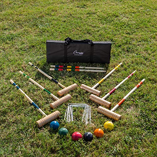 Champion Sports Outdoor Game Sets – Volleyball, Badminton, Tetherball, Bocce & Croquet - style: Outdoor Badminton Set