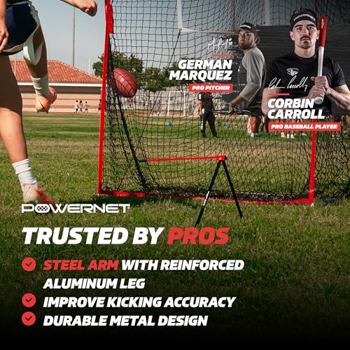 PowerNet Football Kicking Tee Pro | Portable with Included Carry Bag | Durable All Metal Football Holder | Use for Field Goal Practice and Training | Compatible with All Football Sizes
