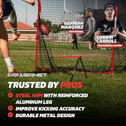 PowerNet Football Kicking Tee Pro | Portable with Included Carry Bag | Durable All Metal Football Holder | Use for Field Goal Practice and Training | Compatible with All Football Sizes