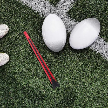 Mikinona Non-Slip Football Kicking Tee and Field Goal Holder Portable Football Kick Stand for Training Practice, Adjustable Red Double Rod with Black Round Bar for Adult and Youth