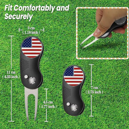 FINGER TEN Golf Divot Repair Tool and Ball Marker Switchblade Value Pack, Foldable Magnetic Stainless Steel with Pop-up Button for Men Women - color: C: 2 in Black