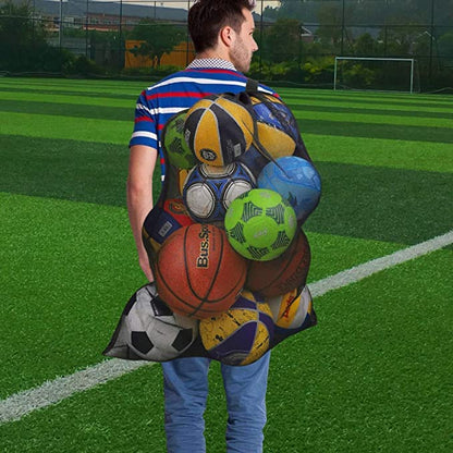 Heavy Duty Mesh Ball Bag, 30x40 Inch Extra Large Sports Equipment Bag for 12 Soccer Balls, Industrial Strength Mesh Bag with Adjustable Strap for Coaches Basketball Football Volleyball