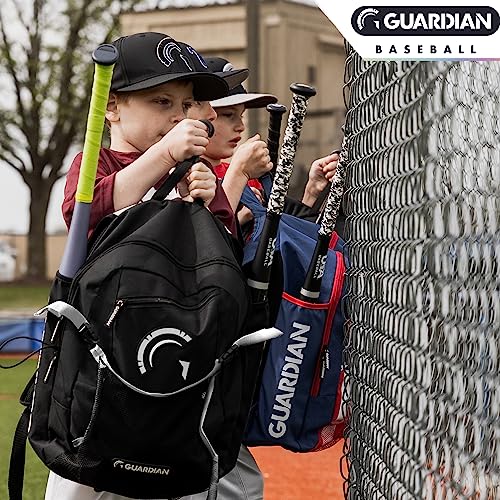 Guardian Baseball Backpack for Youth, Softball Bag for Girls, Durable Bat Bags Baseball Youth Boys and Girls, TBall Bag – Includes Hook to Hang on Fence - color: Black/White