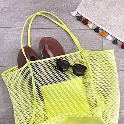 HOXIS Mesh Beach Tote Womens Shoulder Handbag - color: Yellow