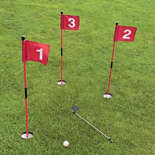 Foldable Portable Golf Flagstick (White) - Sectional Pin with Putting Flag, Great for Backyard Practice & Home Yard Golf Setup - color: white-flag