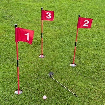 Foldable Portable Golf Flagstick (White) - Sectional Pin with Putting Flag, Great for Backyard Practice & Home Yard Golf Setup - color: white-flag