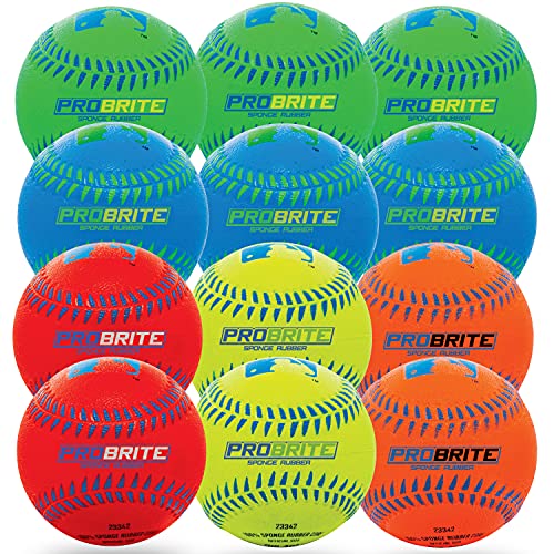 Franklin Sports - Pro Brite - Neon Rubber Teeball - MLB - Youth Tball - Baseball + Softball - Indoor & Outdoor Use - style: 12 pack