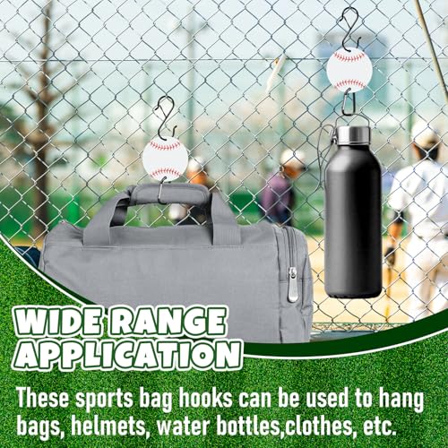 FYSUIMU 24Pcs Bag Hooks for Fence Baseball Football Sports Fence Hook Metal Backpack Hook with Acrylic Board for Bat Bag Water Bottle Backpack Lover Player Gifts