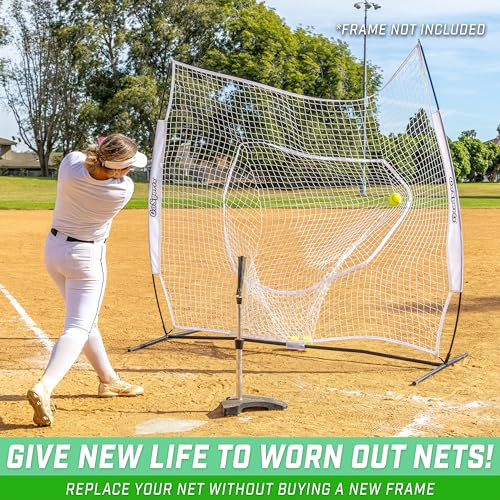 GoSports Replacement 7 x 7 ft Baseball Net - NET ONLY - Frame NOT Included - Choose Your Color - color: White