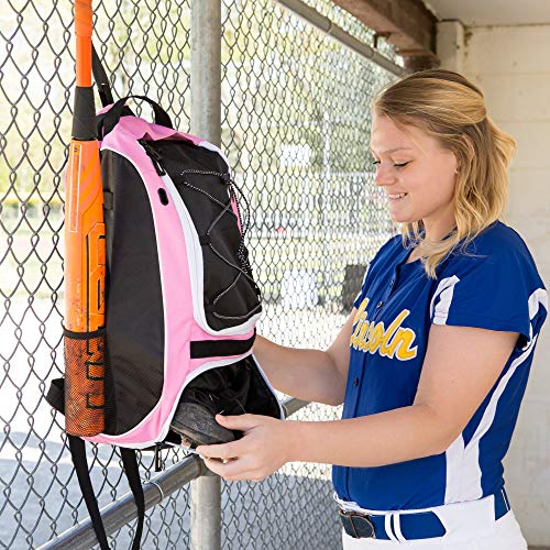 Athletico Softball Bat Bag - Backpack for Softball, Baseball, & T-Ball Equipment & Gear for Kids, Youth, and Adults | Holds Bat, Helmet, Glove, & Shoes | Separate Shoe Compartment, & Fence Hook