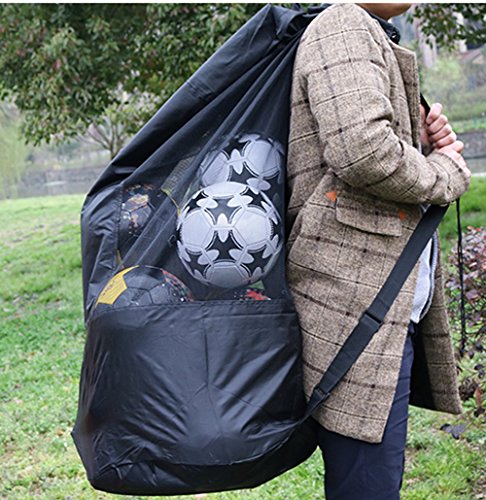 Extra Large Mesh Ball Bag Waterproof Equipment Duffel Bag Heavy Duty Net Ball Shoulder Bag Basketball Volleyball Soccer Rug Ball Football Carrying Bag Tote Storage Sack with Drawstring for 10-15 Balls - color: #1:49cm*130cm / 19" X 51"