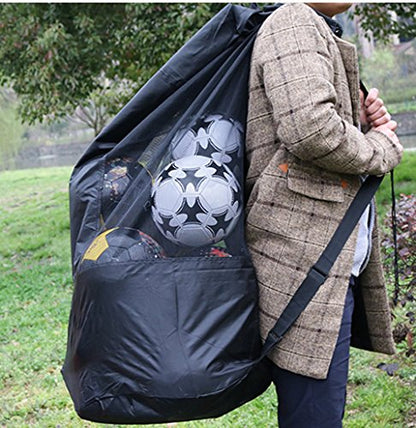 Extra Large Mesh Ball Bag Waterproof Equipment Duffel Bag Heavy Duty Net Ball Shoulder Bag Basketball Volleyball Soccer Rug Ball Football Carrying Bag Tote Storage Sack with Drawstring for 10-15 Balls - color: #1:49cm*130cm / 19" X 51"