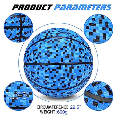 Official Rubber Basketball Outdoor Indoor Mens Basketball Ball Size 3/4/5/6/7 for Kids Youth Teen Boys and Girls Gift Ideas(Without Pump)