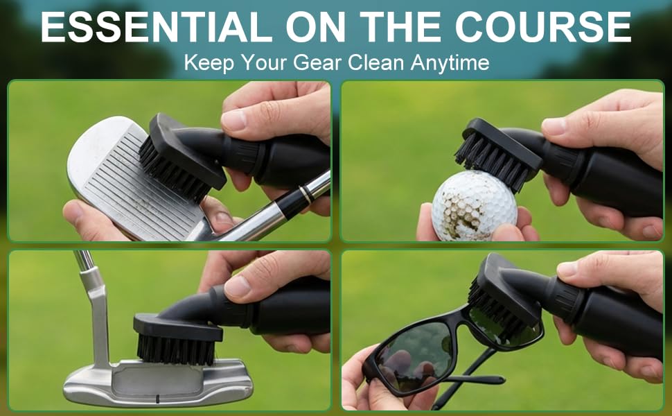 Golf Club Brushes & Golf Towel,Heavy Duty Retractable Clip- Squeeze Water Bottle 7.5 Inche for Easy Cleaning with Nylon Bristles- Holds 4 Oz Water,Golf Cleaner Accessories for Men