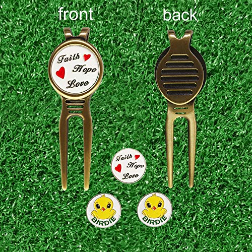 Golf Divot Repair Tool with Ball Marker, A Unique and Multi-Functional Golf Accessory, Nickel - color: red