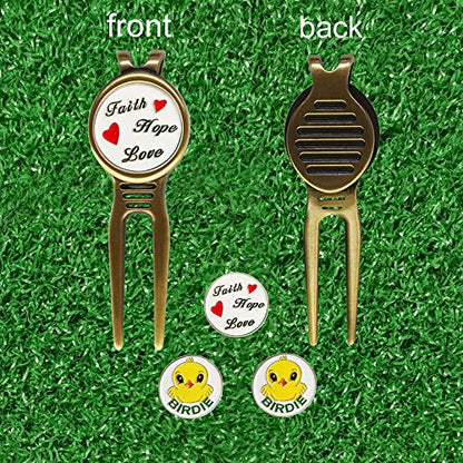 Golf Divot Repair Tool with Ball Marker, A Unique and Multi-Functional Golf Accessory, Nickel - color: red