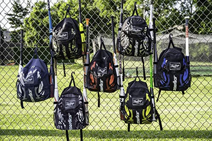 Rawlings | SAVAGE Backpack Equipment Bag | T-Ball/Youth Baseball & Softball | Multiple Styles - color: Black / Royal