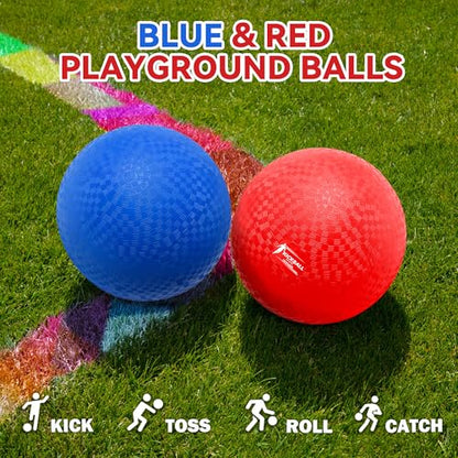 10 Inch Kickball Set, Playground Ball with Carrying Bag, Dodge Balls for Kids and Adults, Bouncing Sport Handball and Toy Ball, Outdoor Balls Official Camps