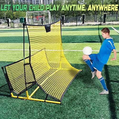 Portable Soccer Rebounder with Carrying Bag, Dual-Sided Rebounder for Solo Passing, Receiving, Trapping Practice - Large & Small Rebound Net, Weather Resistant