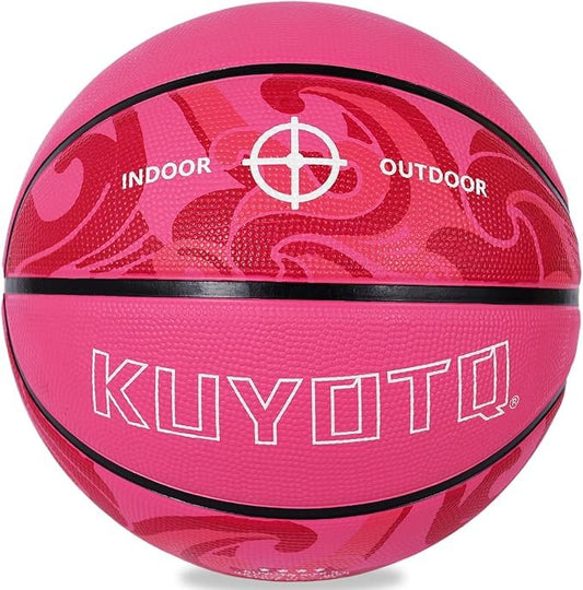 KUYOTQ Kids Toddler Youth Adult Size (3~7) Basketball Thickened Rubber or Leather Small Mini Basketball Soft Touch in & Outdoor Wear Resistant Basketball for Boys Girls Basketball Gifts (Deflated) - color: Red-Wave Thickened Rubber, size: 3 Toddlers & Kid