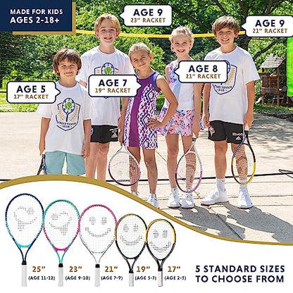 Kids Tennis Racket with Training Videos – Aluminum Youth Tennis Racket with Neoprene Handle for Children Age 5-12 – Learn Faster and Play Better by Street Tennis Club - color: Boys, size: 17
