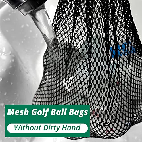 Mesh Bags with Drawstring - 2 Pack Nylon Golf Ball Storage Mesh Bags Sports Equipment Organizer Sack for Collecting Half Balls, Tennis, Toys, Beach, Travel