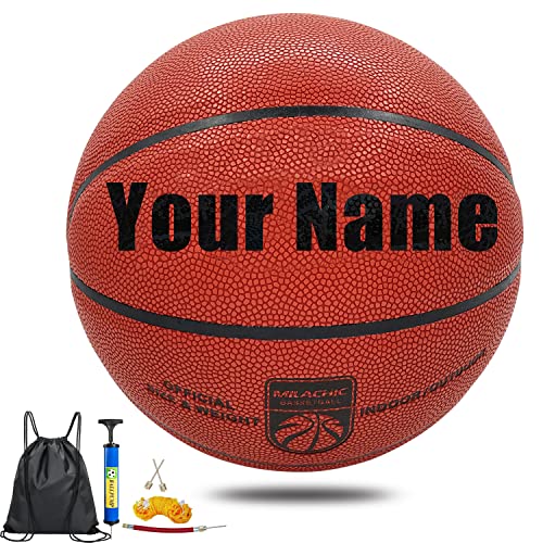 Personalized Basketballs Indoor Outdoor Customized Basketball Gift, Composite Leather Basketball with Name, Text, Logo - Official Size 7 (29.5"), Size 6 (28.5"), Size 5 (27.5") - color: Orange (Hygroscopic PU leather), size: Size 7 / 29.5"