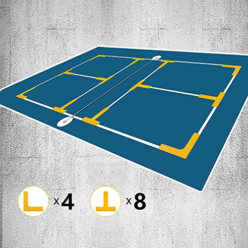 Court Lines Marker Kit Throw Down Markers Create Your Own Mini Pickleball Tennis Court (Yellow T L Shape)
