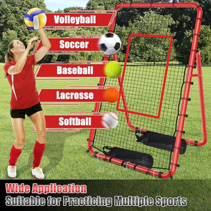 TomCare 7x4FT Volleyball Rebounder Net Bounce Back Training Equipment with 5 Adjustable Angles Volleyball Practice Net for Bumping & Spiking Portable & Steady Indoor Outdoor Rebound with Sandbags