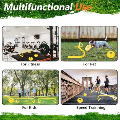10 Pcs 6" Speed Agility Training Hurdles with 6 Marker Cone Durable Training Hurdle Agility Plyometric All Purpose Speed Hurdle Equipment for Athletes Soccer Basketball Football Practice - color: Yellow