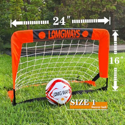 LOMGWAYS Soccer Goal – Foldable Frame Net for Kids + Youth – Indoor + Outdoor Soccer Goal with Carry Bag – Easy Set up – Multiple Sizes for Practice & Games - size: 2x1.3FT(Size 1 Ball)