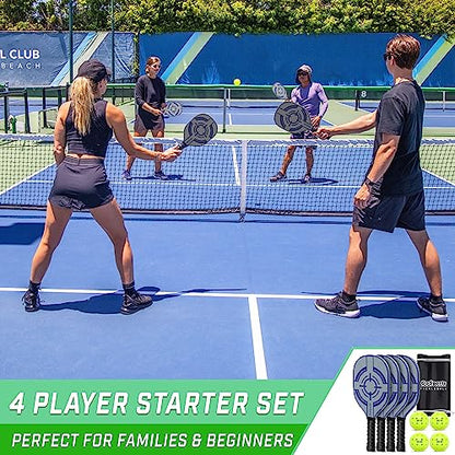 GoSports Pickleball Sets - Classic, Retro, Steel Blue, or Yellow - Includes 4 Paddles, 4 Regulation Pickleballs and Carry Case | 4 Paddles, Carry Case - color: Steel Blue