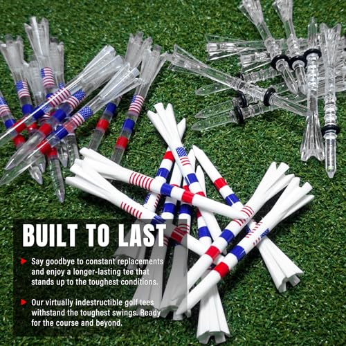DURARANGE Premium Golf Tees - 5-Prong & 4-Prong Anti-Slip, Enhanced Stability, Unbreakable Golf T 3-1/4" for 360cc Drivers, Ideal Gift for Golfer - color: Mixed Golf Tees- 10 for each- 30pk
