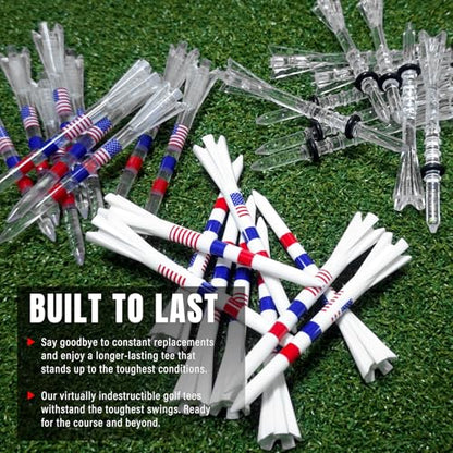 DURARANGE Premium Golf Tees - 5-Prong & 4-Prong Anti-Slip, Enhanced Stability, Unbreakable Golf T 3-1/4" for 360cc Drivers, Ideal Gift for Golfer - color: Mixed Golf Tees- 10 for each- 30pk